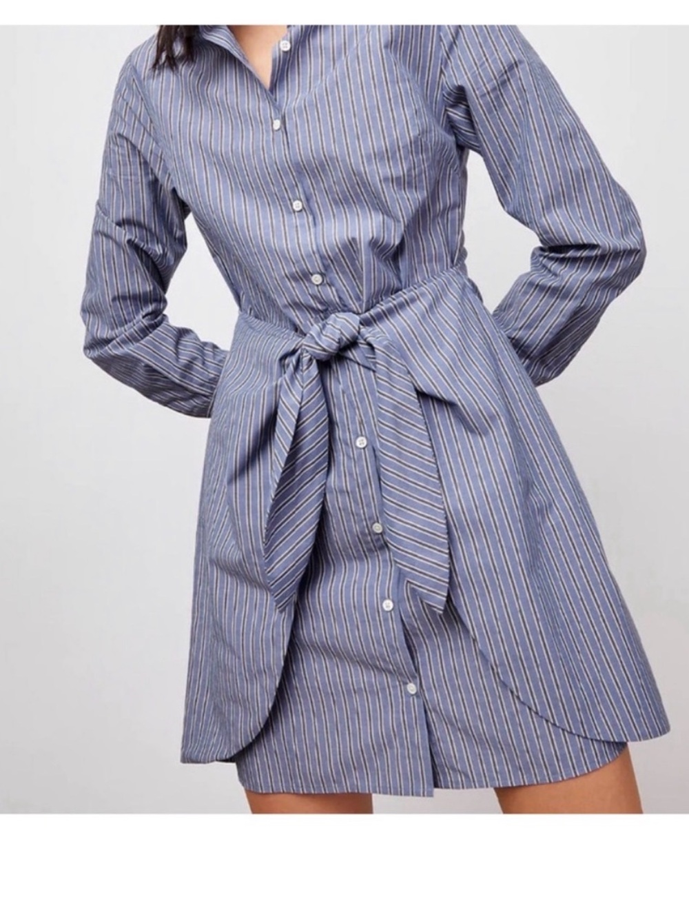 Rails Nadia Brentwood Stripe Front-Tie Mini Shirtdress Size XS